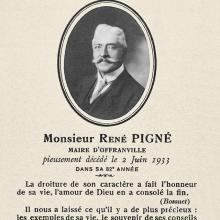 1933 - Décès de René Pigné