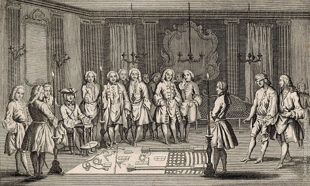 Cérémonie d'initiation maçonnique. BnF
