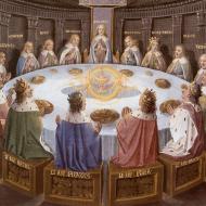 Apparition du Saint Graal aux Chevaliers de la Table Ronde. BnF