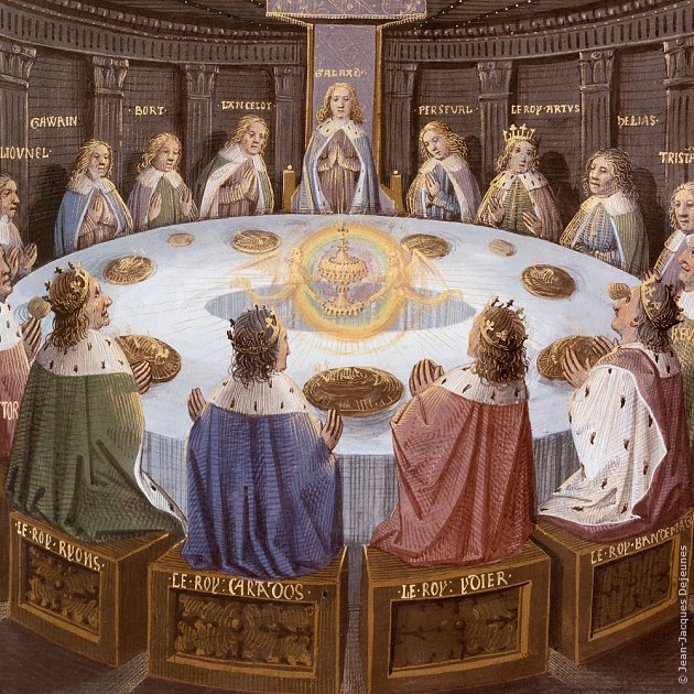 Apparition du Saint Graal aux Chevaliers de la Table Ronde. BnF