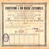 1928 - Certificat d'actions H.B.M.O.